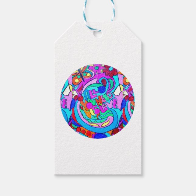 hippie groovy love circle gift tags (Front)