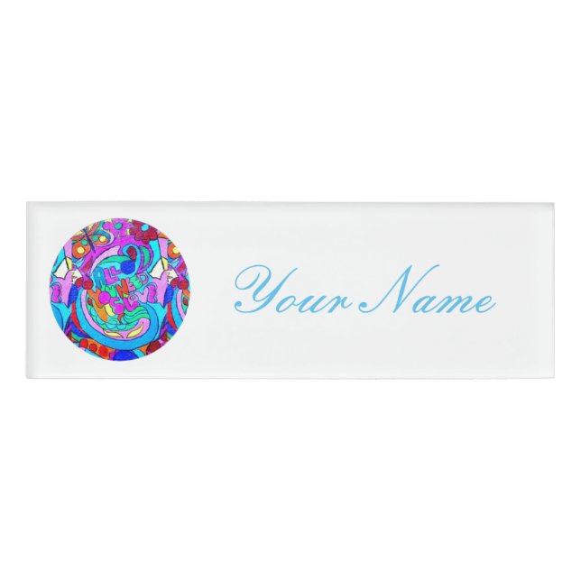 hippie groovy love circle name tag (Front)