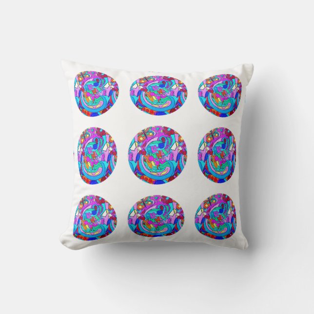 hippie groovy love circles cushion (Front)