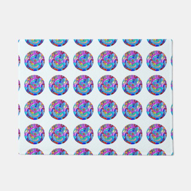 hippie groovy love circles doormat (Front)