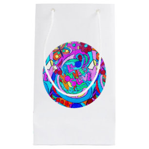 hippie groovy love circles small gift bag