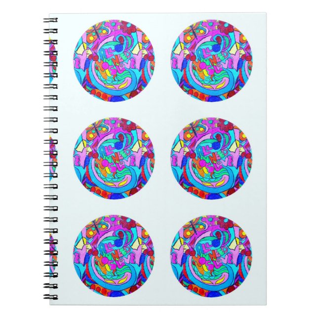 hippie groovy love circles spiral notebook (Front)