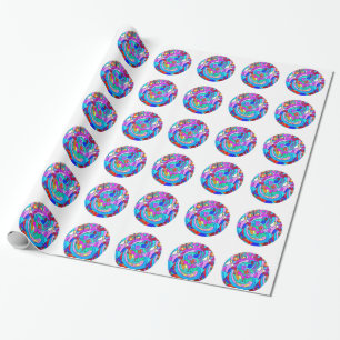 hippie groovy love circles wrapping paper