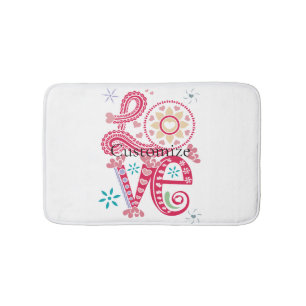 Hippie Groovy Love Sign Thunder_Cove Bath Mat