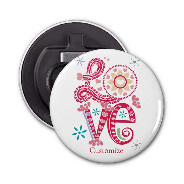 Hippie Groovy Love Sign Thunder_Cove Bottle Opener (Front)