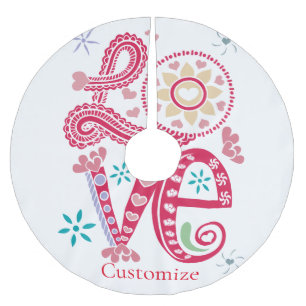Hippie Groovy Love Sign Thunder_Cove Brushed Polyester Tree Skirt