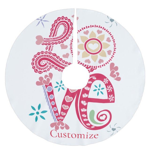 Hippie Groovy Love Sign Thunder_Cove Brushed Polyester Tree Skirt (Front)