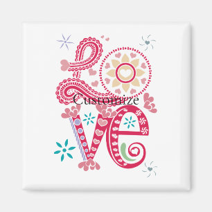 Hippie Groovy Love Sign Thunder_Cove Magnet
