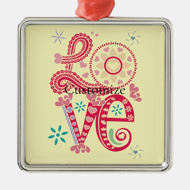 Hippie Groovy Love Sign Thunder_Cove Metal Tree Decoration (Front)