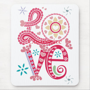 Hippie Groovy Love Sign Thunder_Cove Mouse Pad