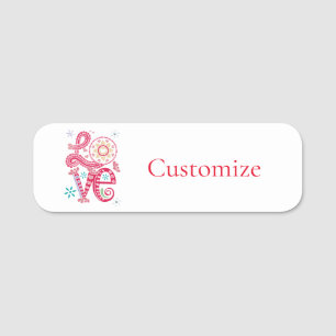 Hippie Groovy Love Sign Thunder_Cove Name Tag