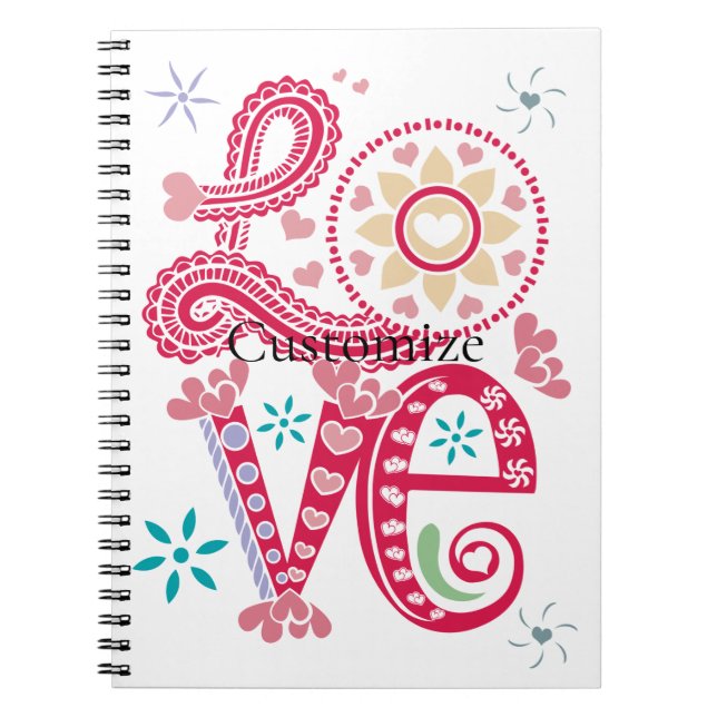 Hippie Groovy Love Sign Thunder_Cove Notebook (Front)