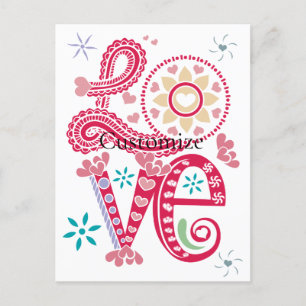 Hippie Groovy Love Sign Thunder_Cove Postcard