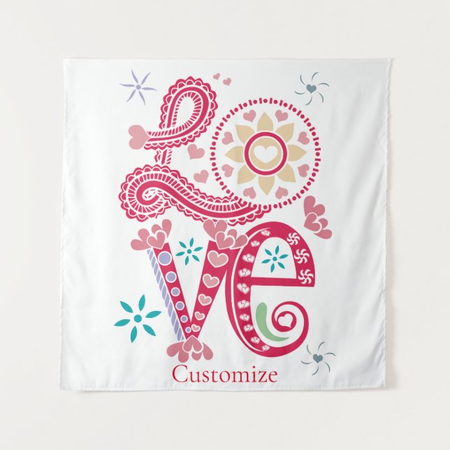 Hippie Groovy Love Sign Thunder_Cove Tapestry (Front)