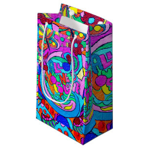 hippie groovy peace and love small gift bag