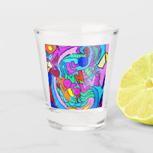 Hippie groovy peace and love Thunder_Cove Shot Glass