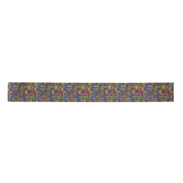Hippie Groovy Psychedelic Design Thunder_Cove Satin Ribbon (Front)