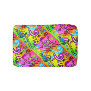 hippie groovy psychedelic mushrooms bath mat
