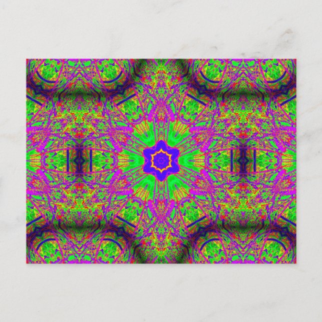 hippie groovy six-point star postcard (Front)
