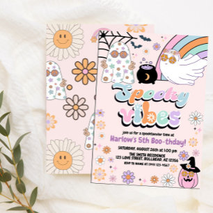 Hippie Groovy Spooky Vibes Halloween Birthday Invitation