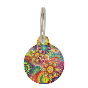 Hippie Groovy Techno Psychedelic Thunder_Cove Pet Tag