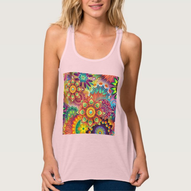 Hippie Groovy Techno Psychedelic Thunder_Cove Singlet (Front)