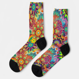 Hippie Groovy Techno Psychedelic Thunder_Cove Socks