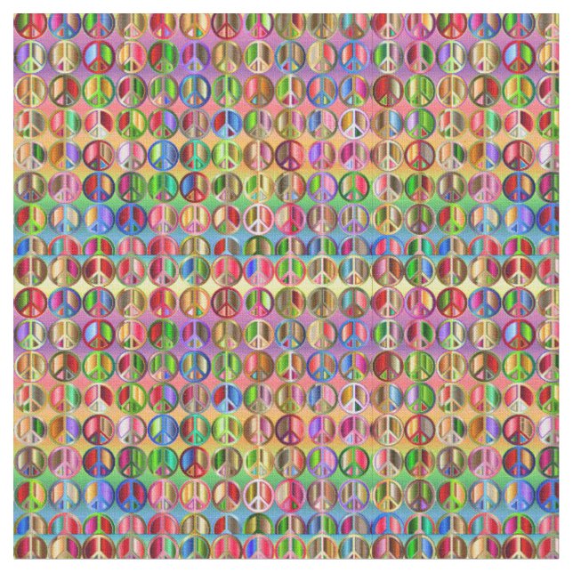hippie groovyThunder_Cove peace symbols Fabric (Close Up)