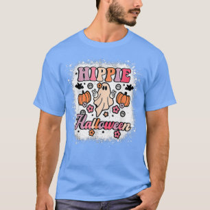 Hippie Halloween 70 s Vibes Funny Cute Ghost 1585 T-Shirt