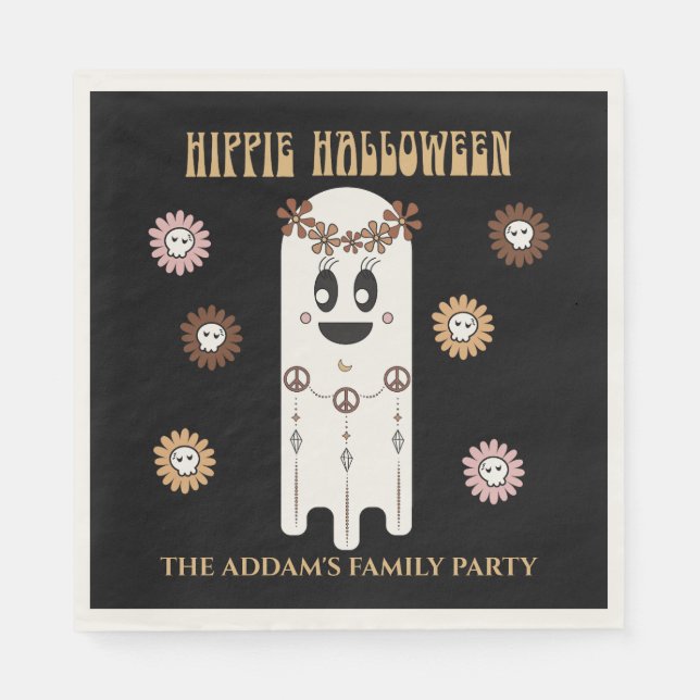 Hippie Halloween Cute Ghost Napkin (Front)