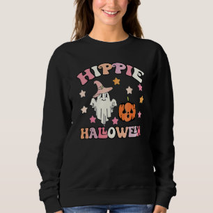 Hippie Halloween Cute Spooky Ghost Pumpkin Retro S Sweatshirt