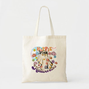 Hippie Halloween Ghost Retro Halloween Tote Bag