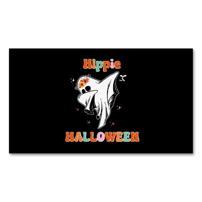 Hippie halloween magnetic business card (Front)