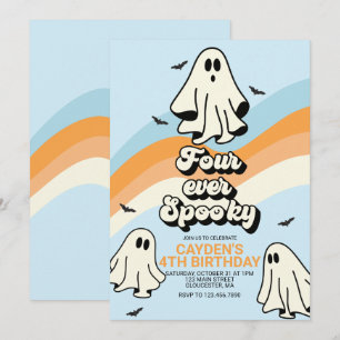Hippie Halloween Retro Ghost Four ever Spooky Invitation