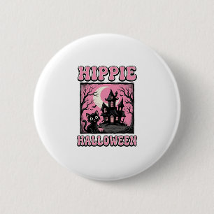 Hippie Halloween Vintage Haunted House Cat Shirt_1 6 Cm Round Badge