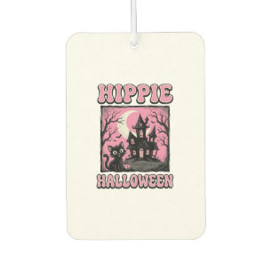 Hippie Halloween Vintage Haunted House Cat Shirt_1 Car Air Freshener