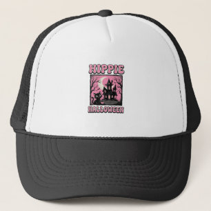 Hippie Halloween Vintage Haunted House Cat Shirt_1 Trucker Hat