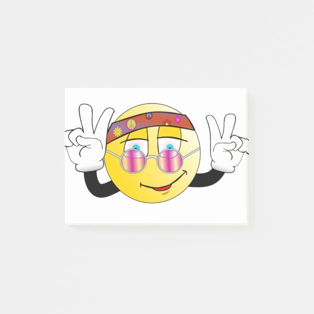 Hippie Happy Face with Peace Sign Post-it Notes (Front)