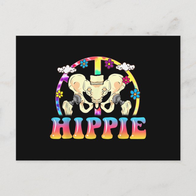 Hippie Hip Replacement Joint Surgery Funny Postcard (Front)
