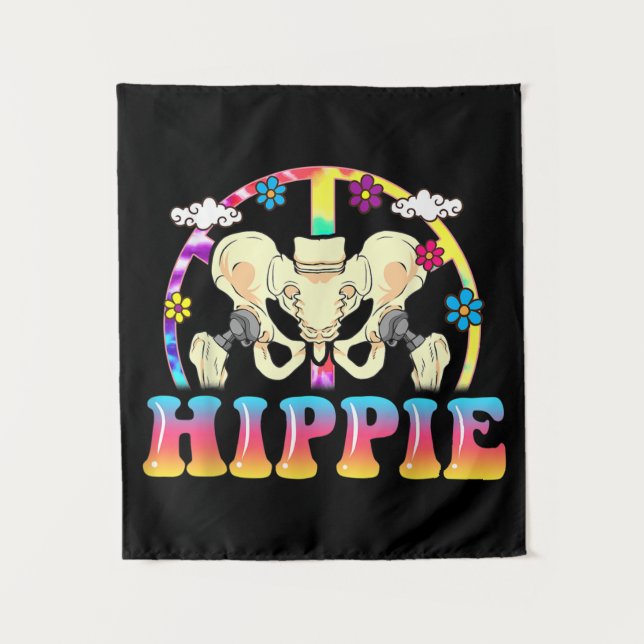 Hippie Hip Replacement Joint Surgery Funny Tapestry (Front)