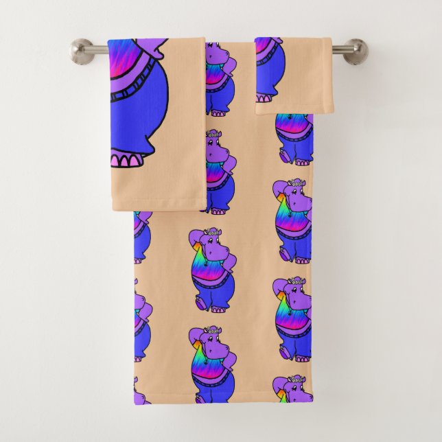 Hippie Hippo Bath Towel Set (Insitu)