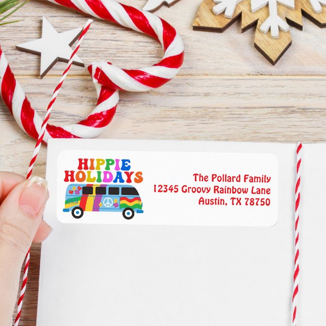 Hippie Holidays Cute Retro 70s Return Address (Creator Uploaded)