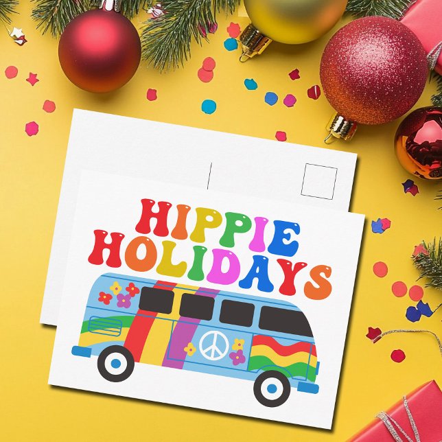 Hippie Holidays Cute Retro 70s Van Holiday Postcard (Creator Uploaded)