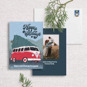 Hippie Holidays Retro Bus Holiday Card