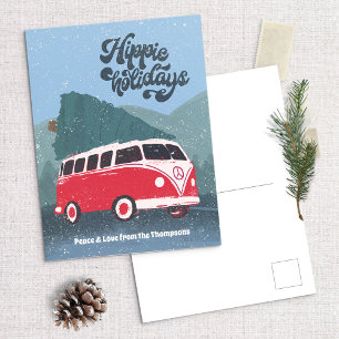 Hippie Holidays Retro Bus Holiday Postcard