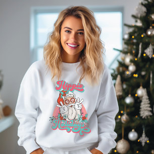 Hippie Holidays Retro Peace Sign Santa Claus Sweatshirt