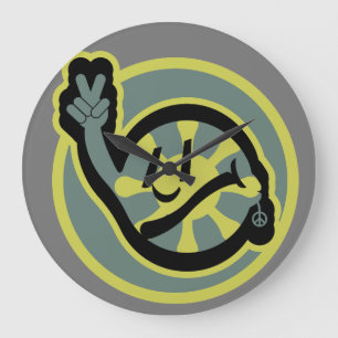 HIPPIE ICON flowers FACE 2023 BY MASANSER Large Clock