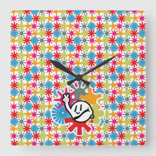 HIPPIE ICON lines ver 2023 BY MASANSER Square Wall Clock