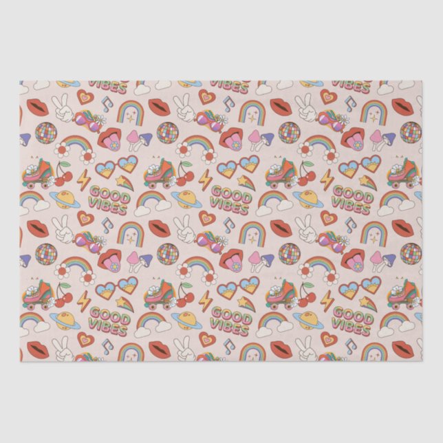 Hippie Icons Pattern Tissue Paper (Front)