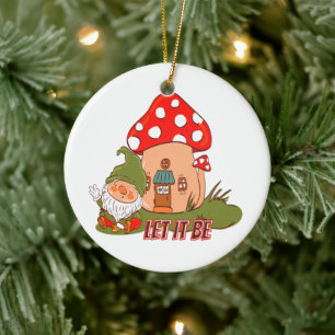 Hippie Let It Be Gnome Ceramic Tree Decoration